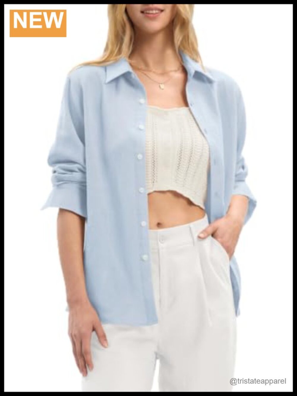Women's Lyocell Linen Button Down Shirt Regular Fit Long Sleeve Blouse